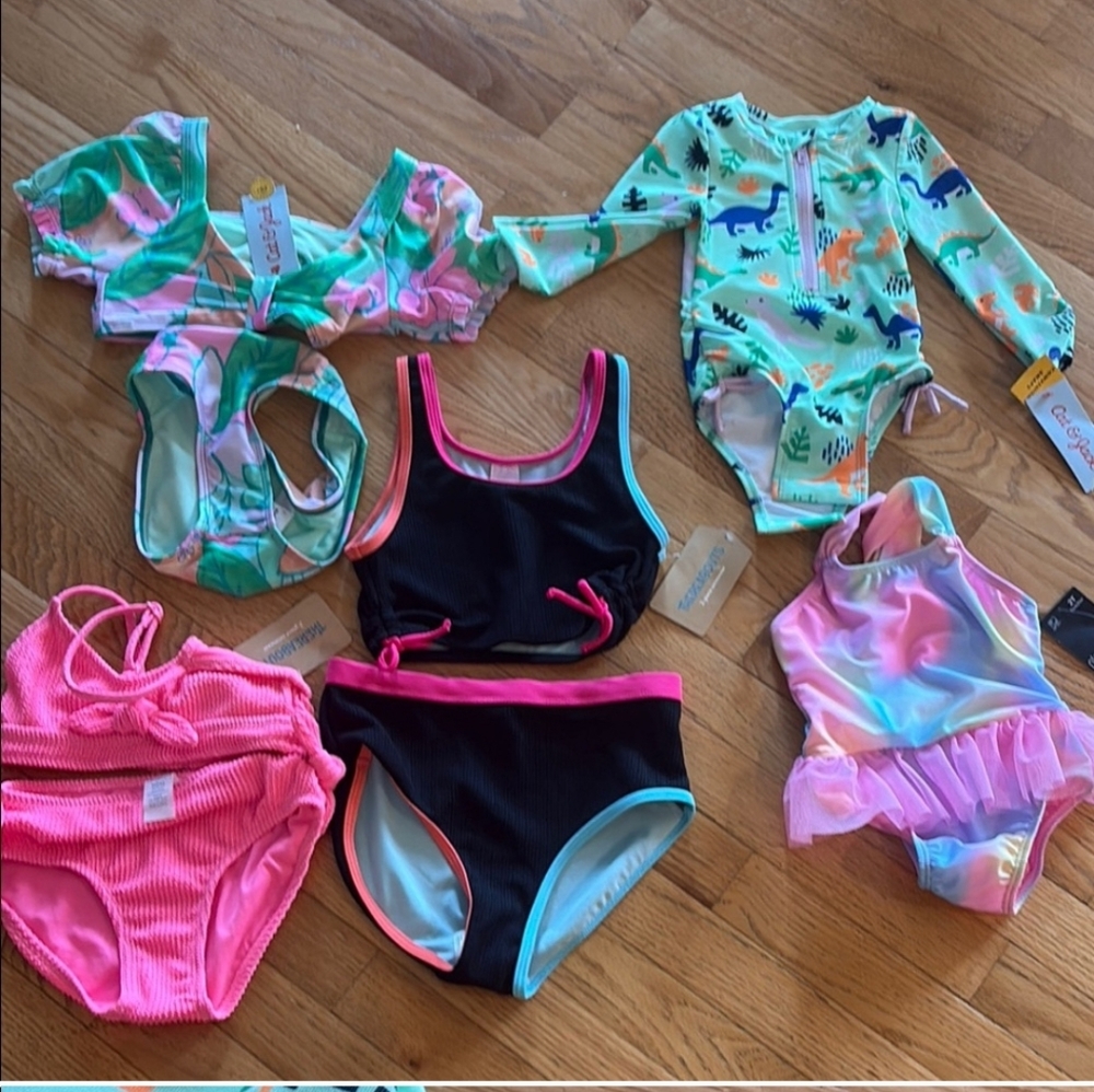 NWT 5 Lot RESALE BUNDLE Girl's Swimsuits  Sz included 12M, 2T, 6/6X, 6/7, & 7/8